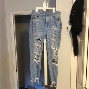 American Eagle Outfitters Ripped Light Blue Boyfriend Jeans